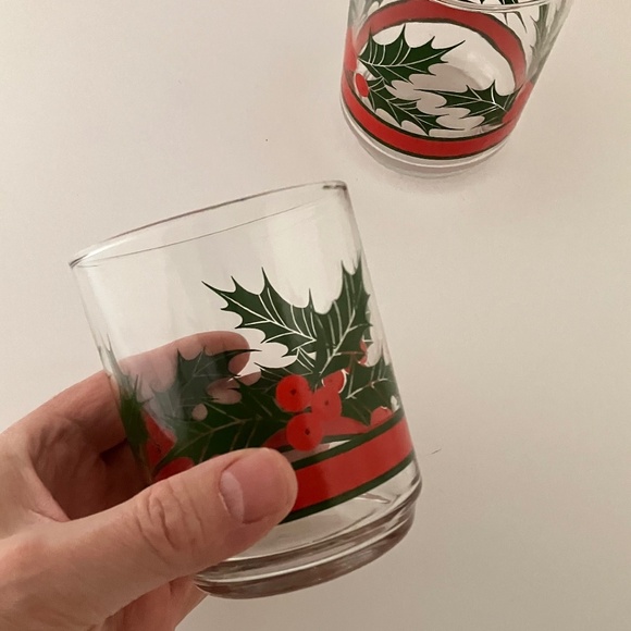 Qty 2 Holly & Berries by LIBBEY GLASS COMPANY 13 Oz Double Old Fashioned - Picture 4 of 6